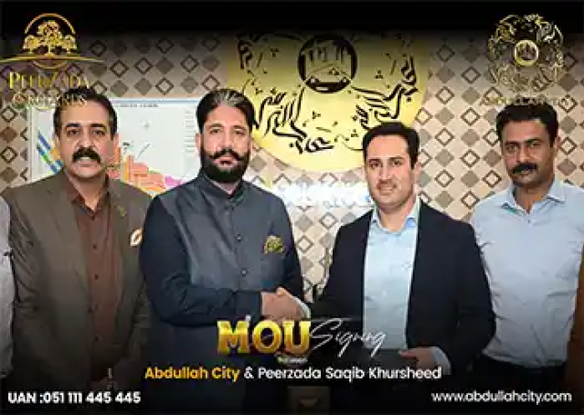 Peerzada Orchard, Abdullah City, Peerzada Saqib Khursheed, Peerzada Orchard & Abdullah City, MoU signing ceremony, Abdullah City partnership, Peerzada Orchard collaboration, real estate partnership Pakistan, housing project collaboration, community development project, property investment Pakistan, Abdullah City project, Peerzada Orchard project, real estate development, strategic partnership, Pakistan housing projects.